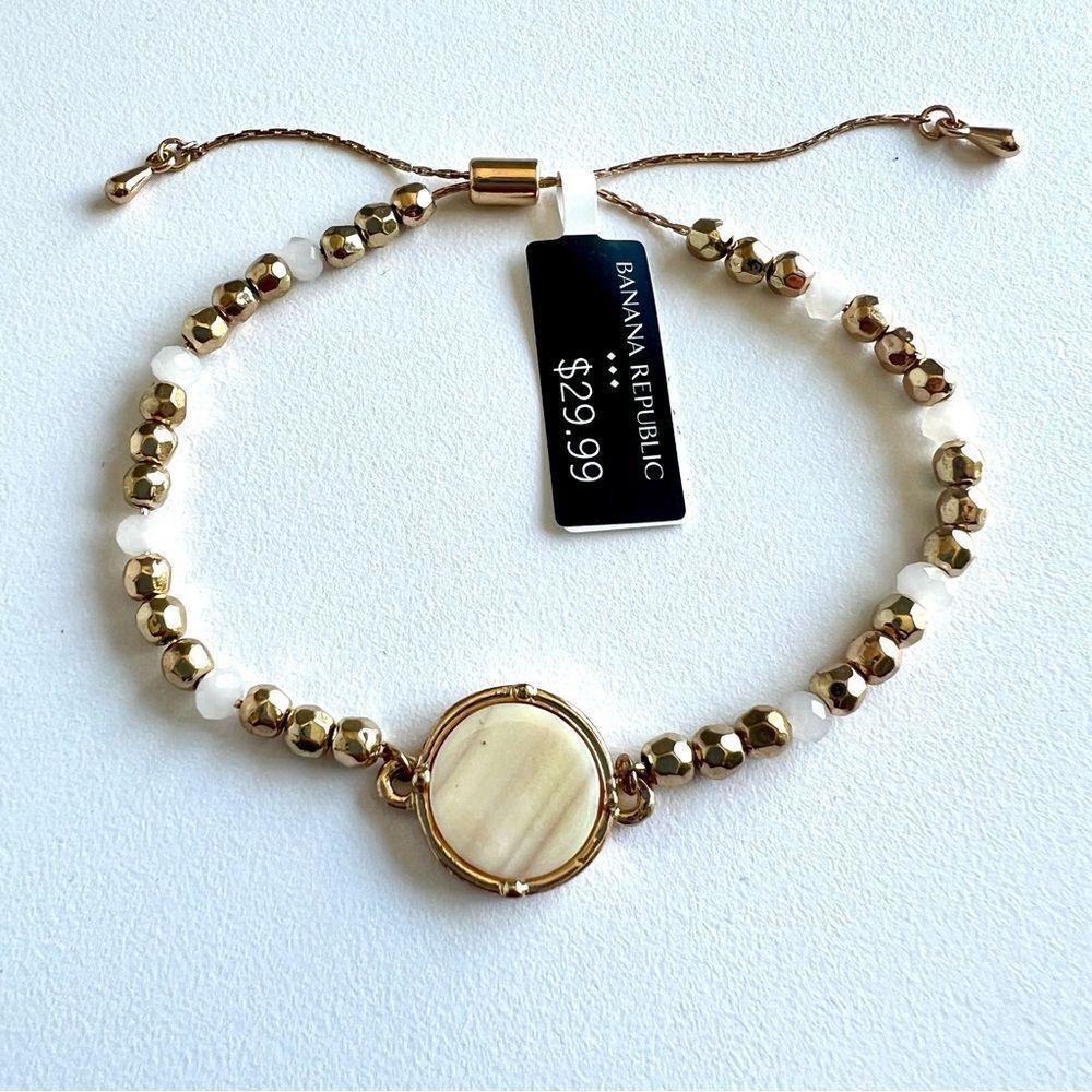 Banana Republic Gold tone‎ Beaded adjustable bracelet NWT
